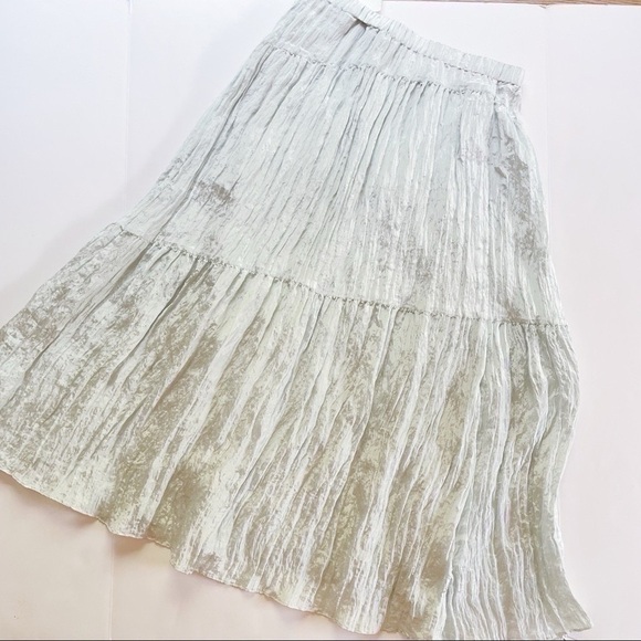 NEW Vince Tiered Asymmetric Skirt Crinkle Mint - Picture 9 of 11